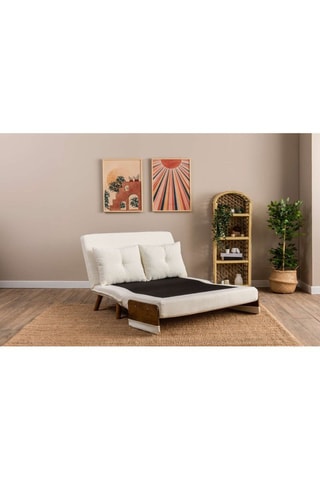 Canapé convertible - Blanc - 2 places - Revêtement polyester - Couchage 120 x 190 cm
