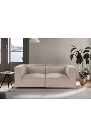 Canapé en bois de charme Sora -  Beige - 2 places - Revêtement lin