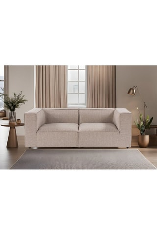 Canapé en bois de charme Sora -  Beige - 2 places - Revêtement lin