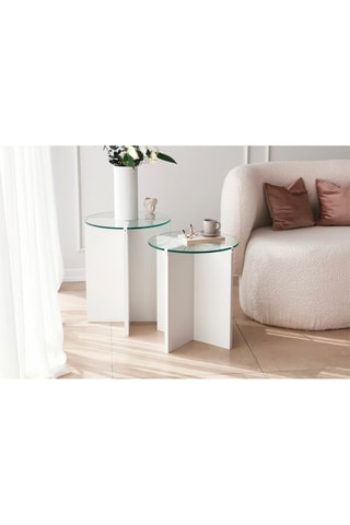 2 tables gigognes Lily - Plateau en verre trempé - 40 x 50 / 40 x 60 cm