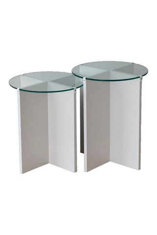 2 tables gigognes Lily - Plateau en verre trempé - 40 x 50 / 40 x 60 cm