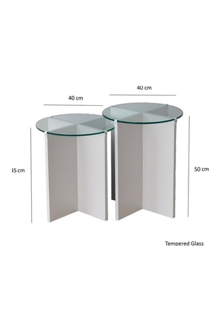 2 tables gigognes Lily - Plateau en verre trempé - 40 x 50 / 40 x 60 cm