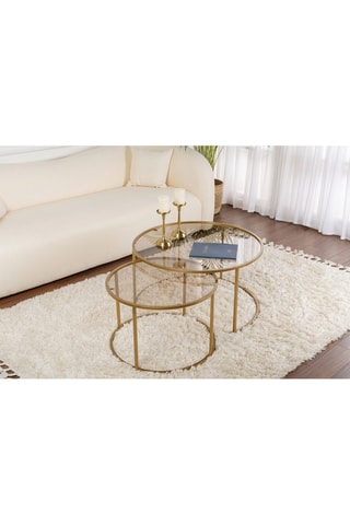 2 tables gigognes en verre Aurum - 60 x 39 x 60 / 80 x 43 x 80 cm