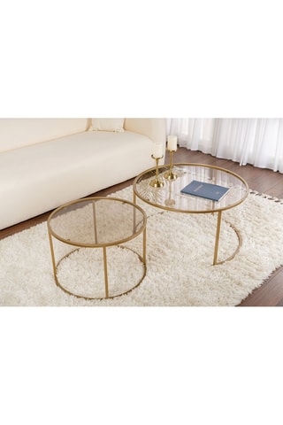 2 tables gigognes en verre Aurum - 60 x 39 x 60 / 80 x 43 x 80 cm