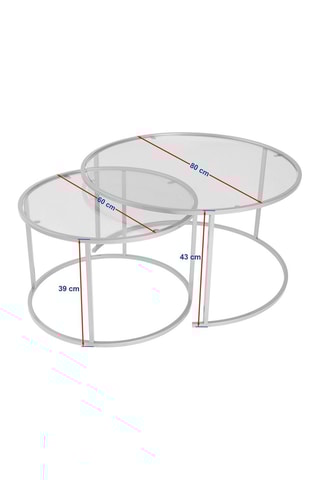2 tables gigognes en verre Aurum - 60 x 39 x 60 / 80 x 43 x 80 cm
