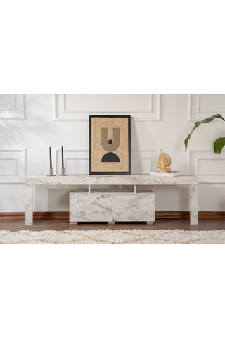 Meuble TV 2 abattants Enclave et gris - 180 x 50 x 31,3 cm