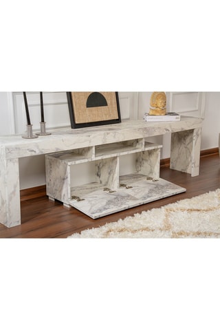 Meuble TV 2 abattants Enclave et gris - 180 x 50 x 31,3 cm