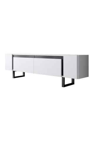 Meuble TV 2 abattants Yildiz - Blanc et noir