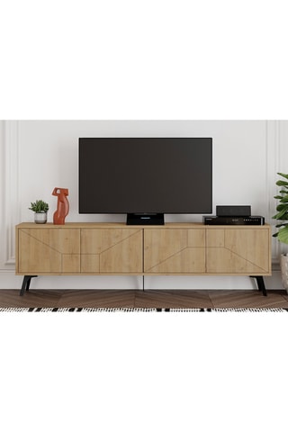 Meuble TV 4 portes Imitation chêne