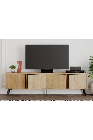 Meuble TV 4 portes Imitation chêne