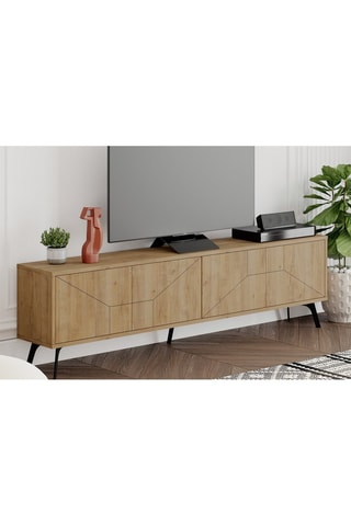 Meuble TV 4 portes Imitation chêne