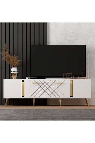 Meuble TV 1 abattant Detas - 150 x 48 x 35 cm