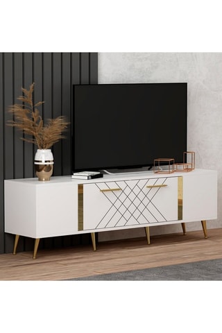 Meuble TV 1 abattant Detas - 150 x 48 x 35 cm