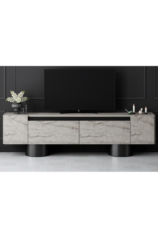 Meuble TV 2 abattants Bohem et noir - 180 x 50 x 30 cm