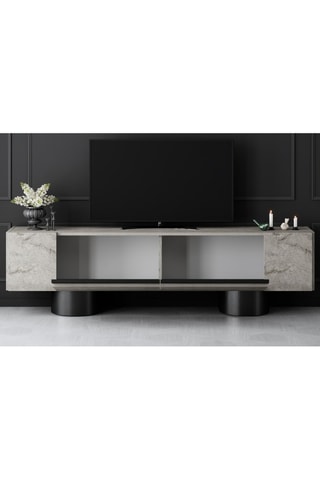 Meuble TV 2 abattants Bohem et noir - 180 x 50 x 30 cm