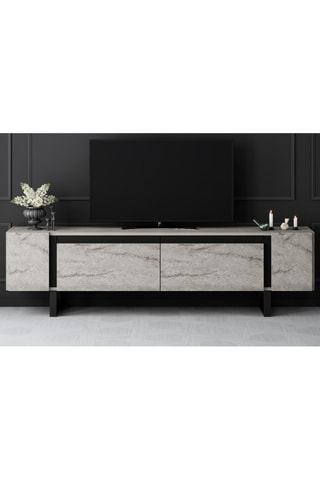 Meuble TV 2 abattants Yildiz et noir - 180 x 50 x 30 cm