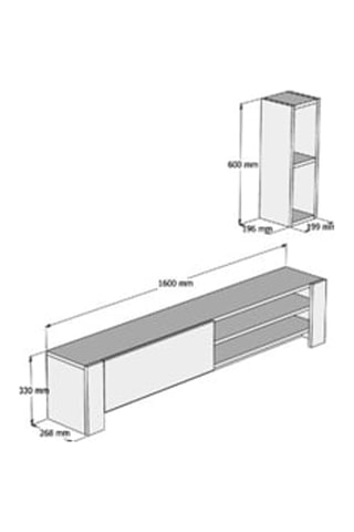 Meuble TV 2 abattants - 160 x 33 x 34 cm