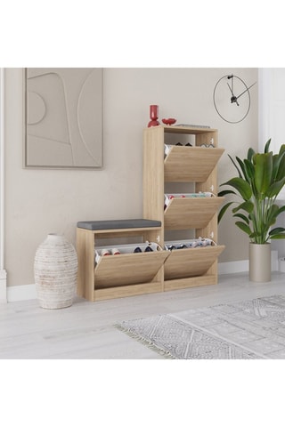 Meuble à chaussures 4 abattants  - 105 x 119 x 26 cm