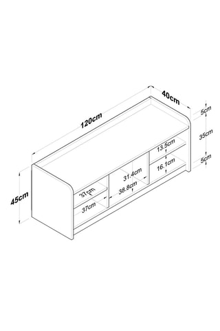 Meuble à chaussures P2 - 120 x 45 x 40 cm