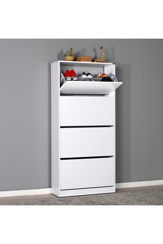 Meuble à chaussures 4 abattants - 73 x 157 x 26 cm