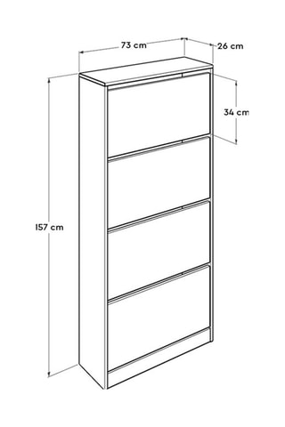Meuble à chaussures 4 abattants - 73 x 157 x 26 cm