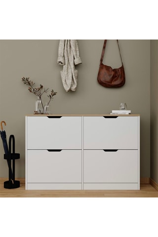 Meuble à chaussures 4 abattants Duru - 120,5 x 79,2 x 30 cm