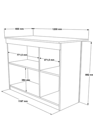 Ilot de cuisine 2 portes OR2-W - 120 x 88,2 x 60 cm