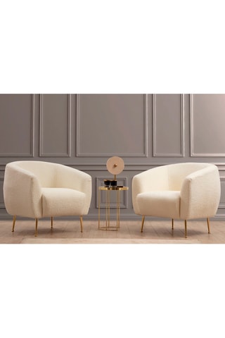 Fauteuil Eses - Crème - Revêtement en tissu