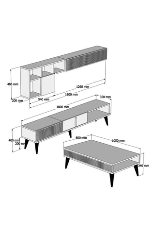 Ensemble meubles de salon - 180 x 40 x 35 cm