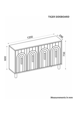 Buffet 4 portes Tiger - 120 x 73,6 x 29,6 cm