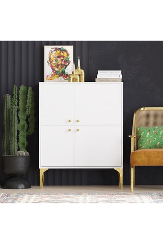 Meuble de rangement 4 portes Celina - 90 x 115 x 35 cm