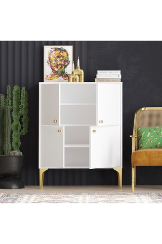 Meuble de rangement 4 portes Celina - 90 x 115 x 35 cm