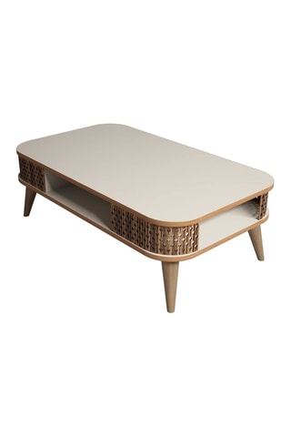 Table basse Eylül - Blanc et imitation bois