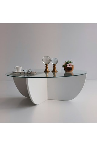 Table basse Lily - Plateau en verre - 90 x 90 x 30 cm