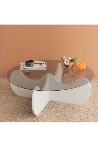 Table basse - Plateau en verre - 90 x 90 x 30 cm