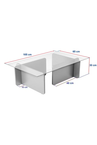 Table basse Flavio  - Plateau en verre trempé - 105 x 30 x 65 cm