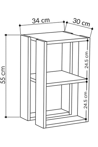 Table de chevet 2 niches Lonie - 30 x 55 x 30 cm