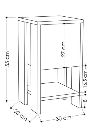 Table de chevet 1 abattant Ema - 30 x 55 x 30 cm