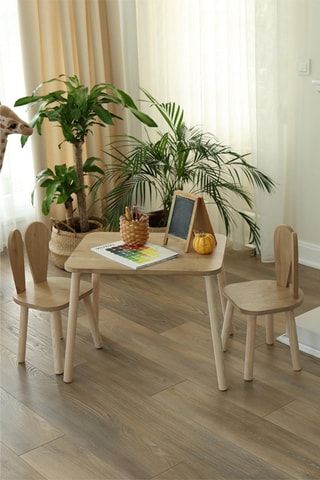 Ensemble table et chaises enfant Bunny - 3 pièces - Marron