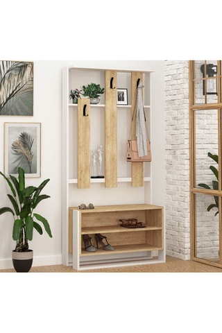 Porte-manteau et meuble à chaussures - 90 x 180 x 36 cm