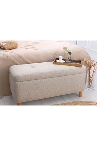 Banc-coffre Rocio - Beige - Toucher velours