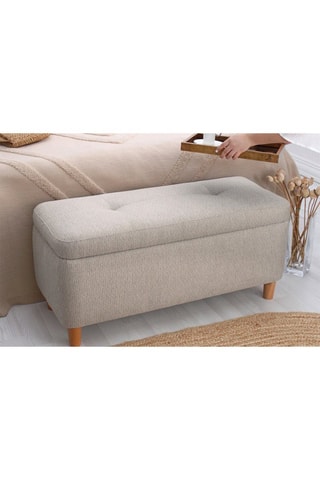 Banc-coffre Rocio - Beige - Toucher velours