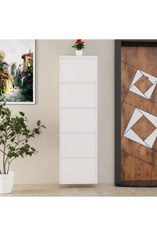 Meuble à chaussures 5 abattants - 50 x 169 x 15 cm