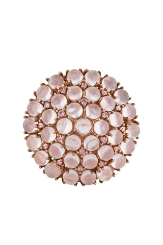 Ring - Zilver Doublé Roségoud, Kwarts en Rhodolieten