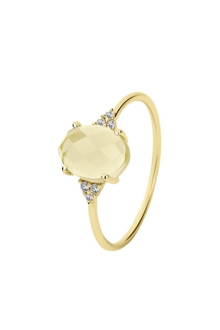 Ring - Zilver Doublé Geelgoud en Citrien