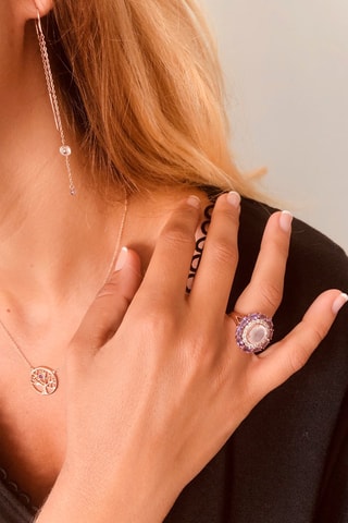 Ketting - Zilver Doublé Roségoud en Amethist