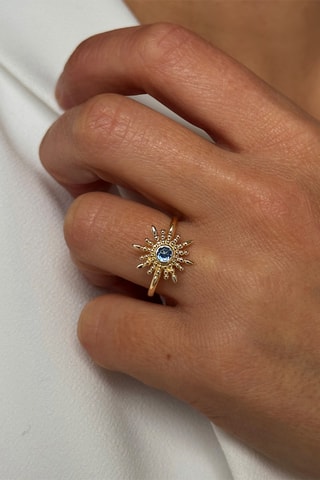 Ring - Zilver Doublé Geelgoud en Spinel