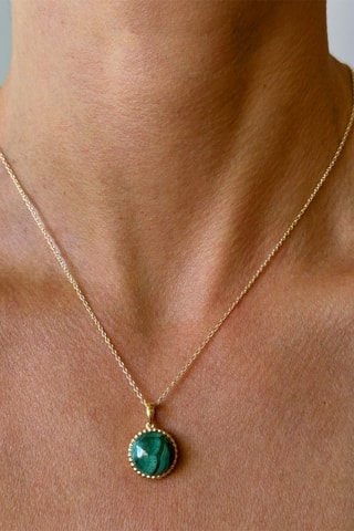 Ketting - Zilver Doublé Geelgoud en Malachiet