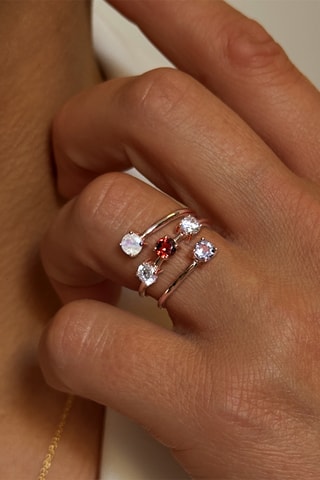 Ring - Zilver Doublé Roségoud, Maansteen, Granaat, Rozenkwarts en Zirkonia's