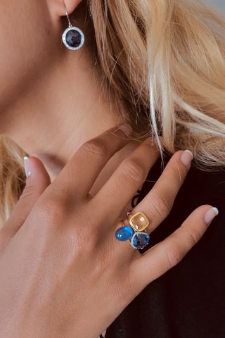 Ring - Zilver Doublé Geelgoud en Tanzaniet